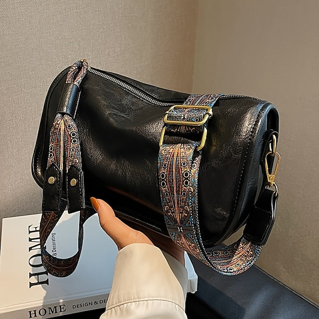 with Vintage Leather Bohemian Strap Handbag PU