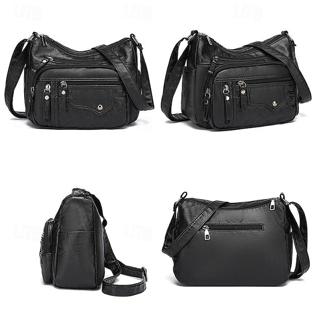 Faux Multiple Quilted with Crossbody Bag Leather