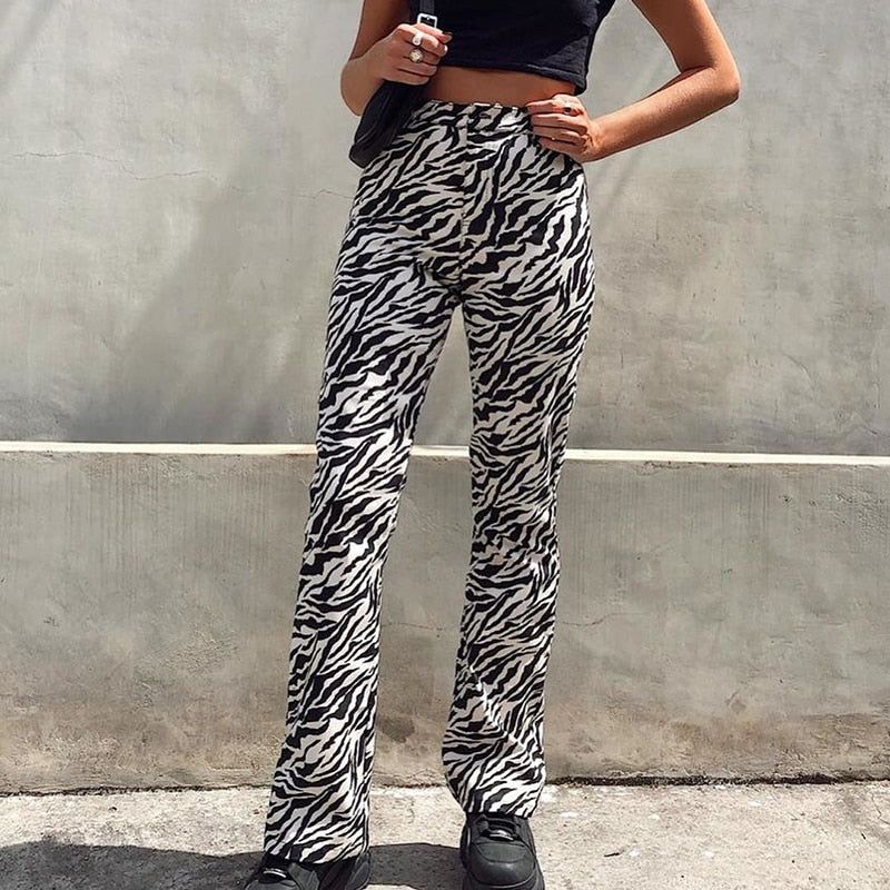 This Is Espionage High Waist Zebra Print Pants