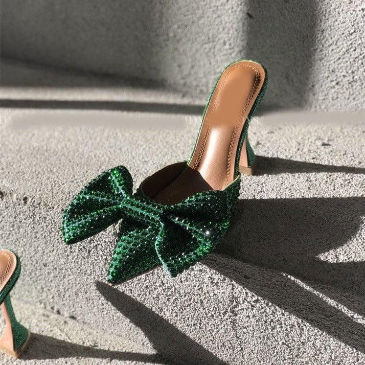 Special Details Oversized Diamond Bow Heels