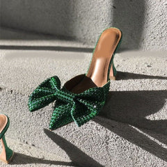 Special Details Oversized Diamond Bow Heels