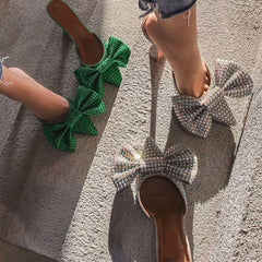 Special Details Oversized Diamond Bow Heels