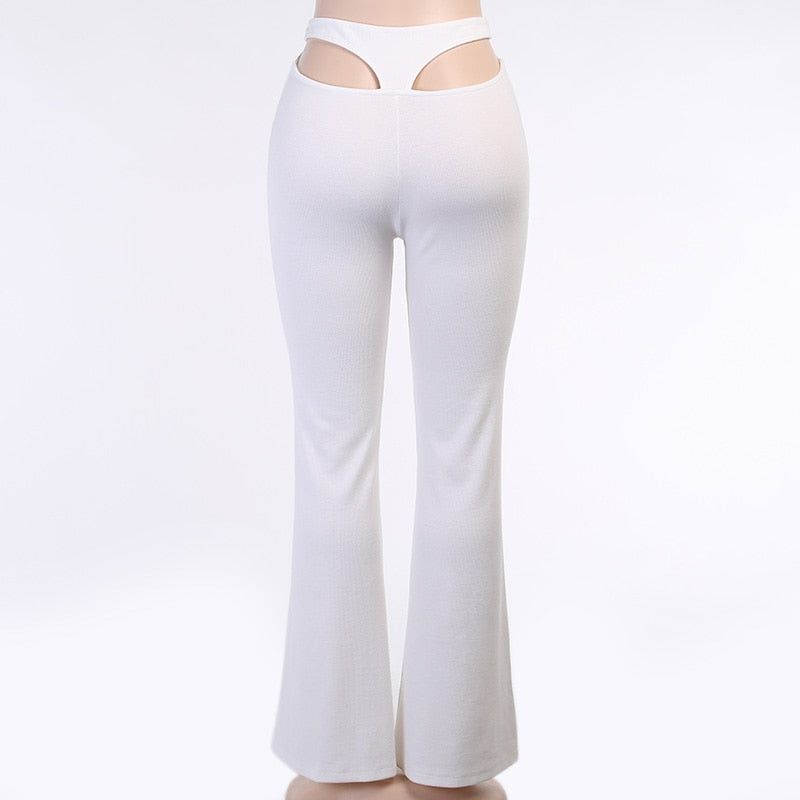 Pantalones de cintura alta con cortes Sweet Beauty