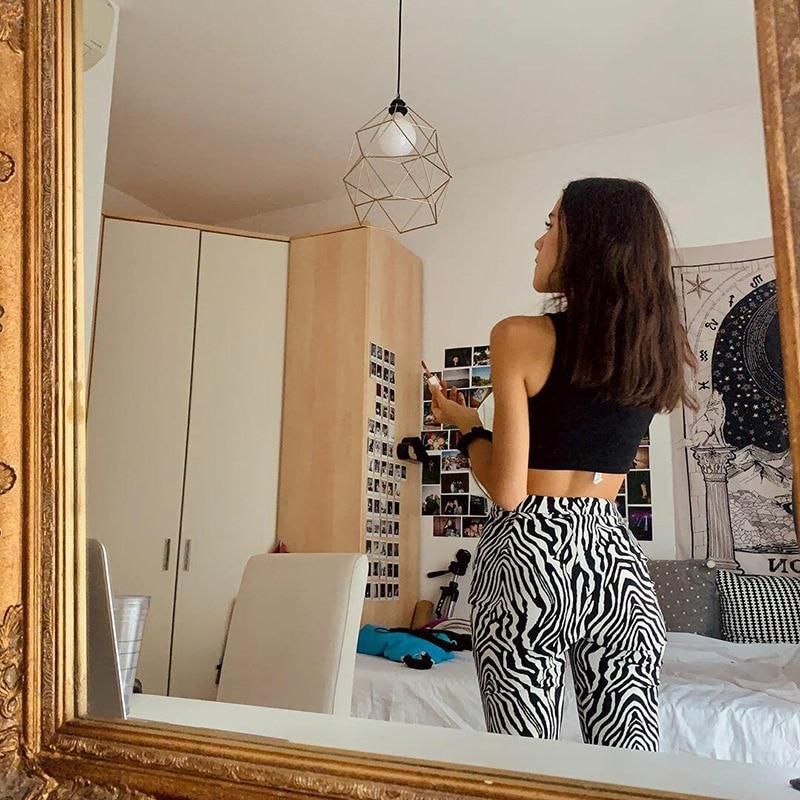 Special Animal Print High Waisted Flare Pants