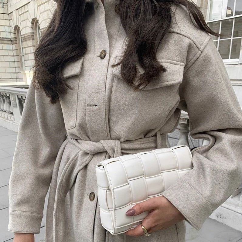 Soft And Dainty Belted Wool Shirt Coat