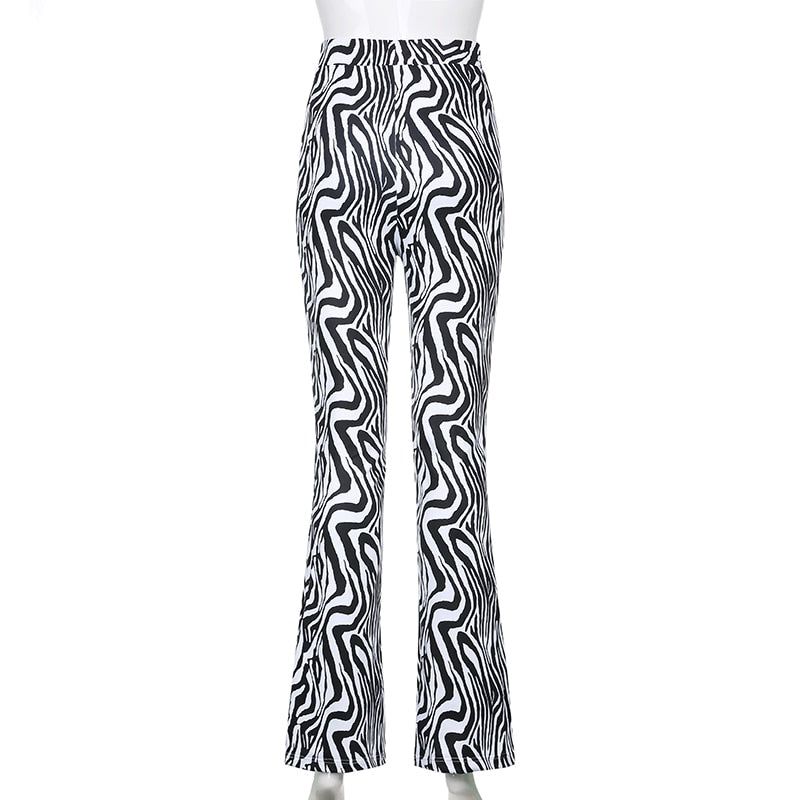 Special Animal Print High Waisted Flare Pants