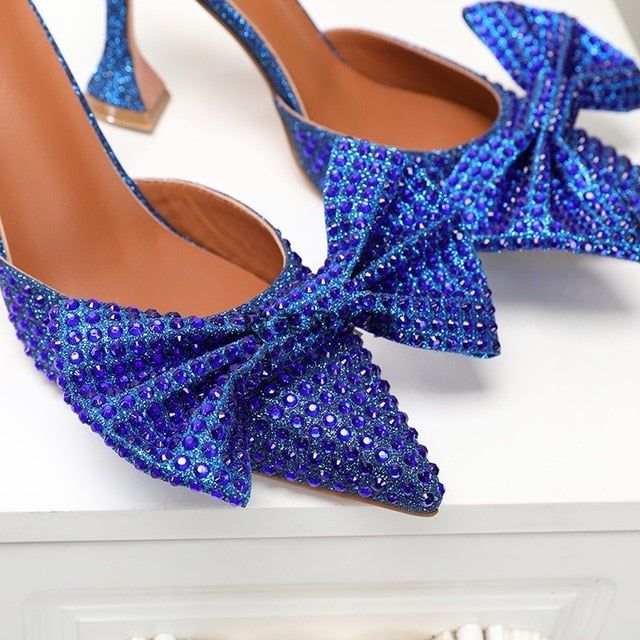 Special Details Oversized Diamond Bow Heels