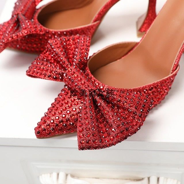 Special Details Oversized Diamond Bow Heels