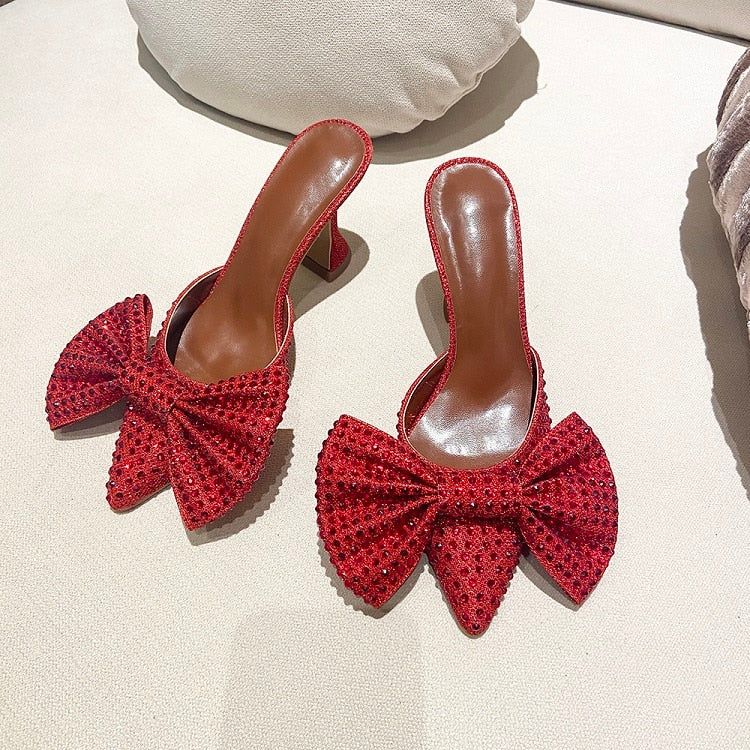 Special Details Oversized Diamond Bow Heels