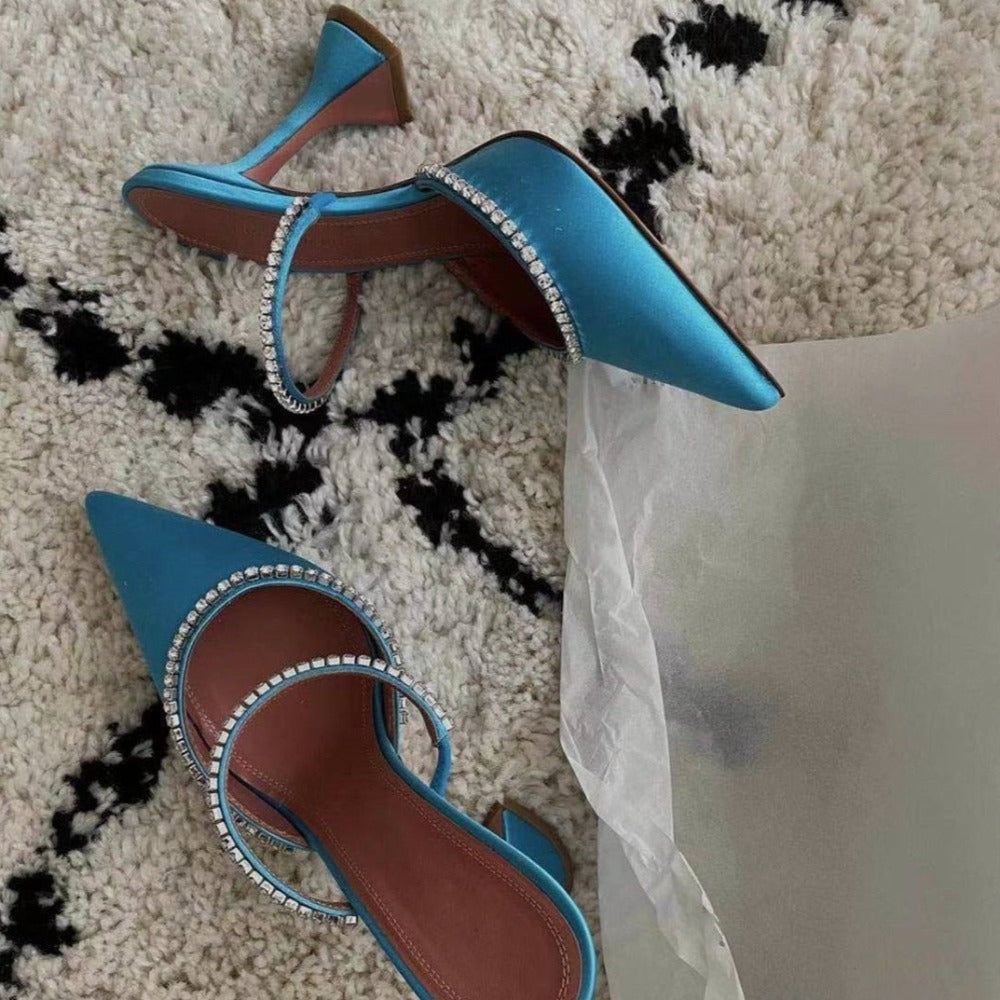 Reward Me Crystal Embellished Satin Heels