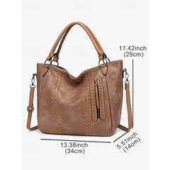 Brown Faux Tote Bag Handbag Leather Spacious