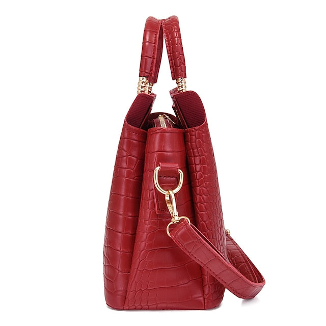 Bag Leather Going out Set PU Purse Office Pcs 3