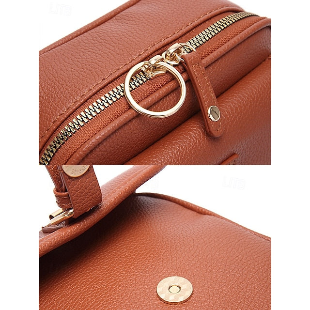 Bag Front Brown with Faux Vintage Leather Crossbody