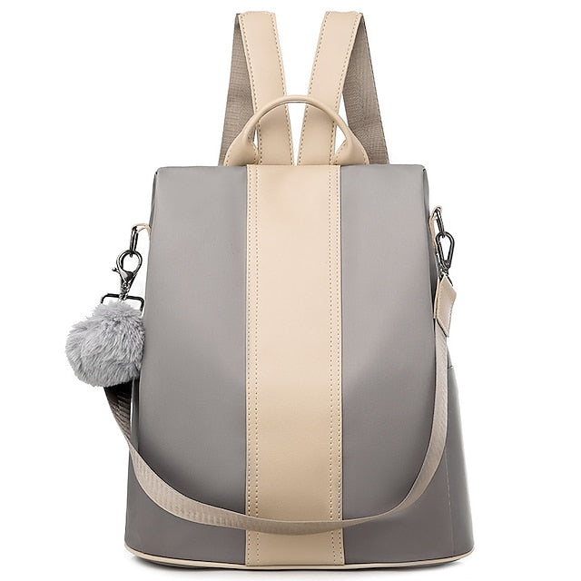 Purse Faux Convertible Leather Backpack with Pom