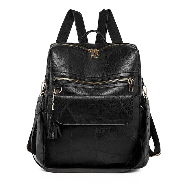 and Vintage Backpack Leather Tassel Purse with Faux