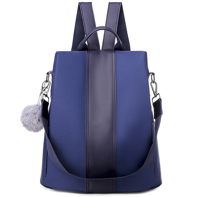 Purse Faux Convertible Leather Backpack with Pom
