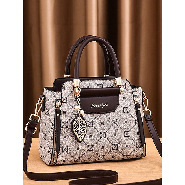 Elegant Accents Leather Faux and Red Handbag with