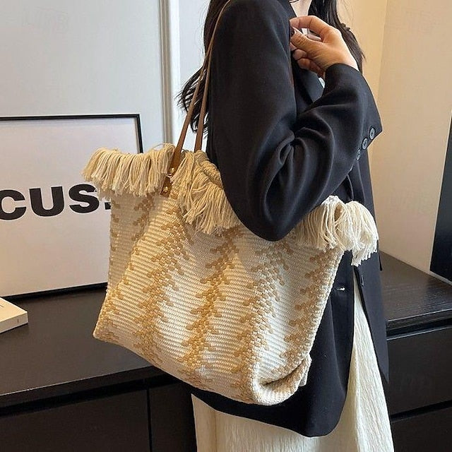 PU Hobo Boho Tote Shoulder Bohemia Bag Canvas