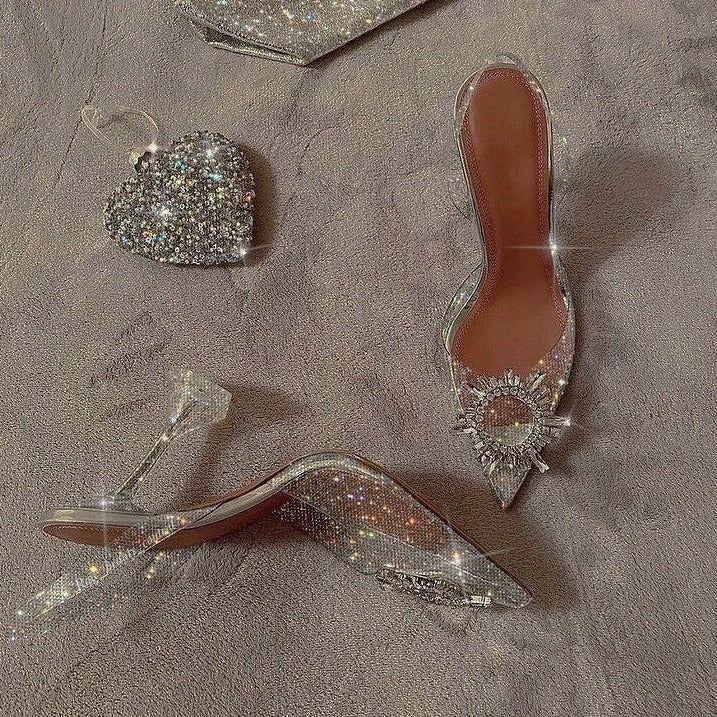 Greer Pointed Toe Crystal Brooch Heels