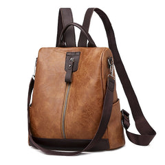 Convertible Backpack Faux Leather Caramel Purse