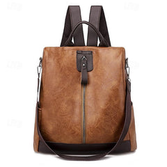 Convertible Backpack Faux Leather Caramel Purse