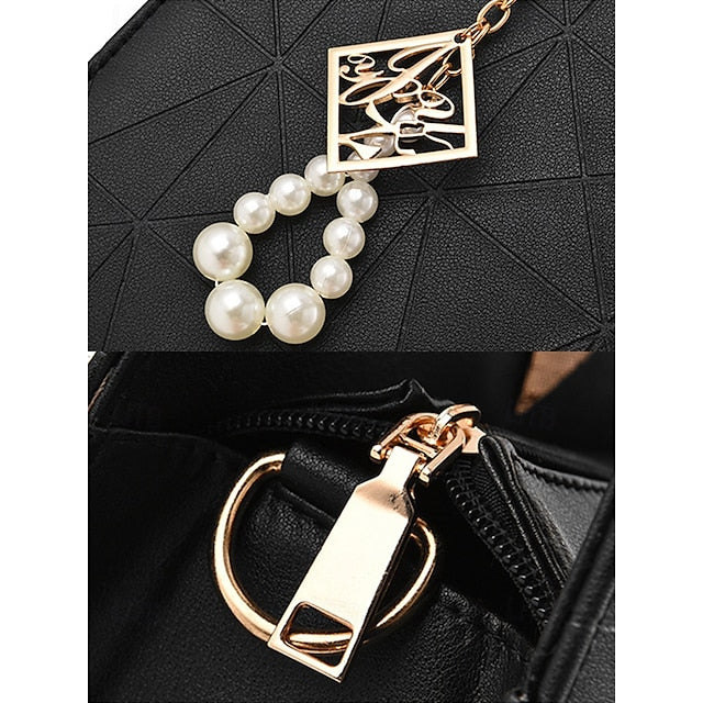 Handbag Faux with Elegant Pendant Pearl Leather