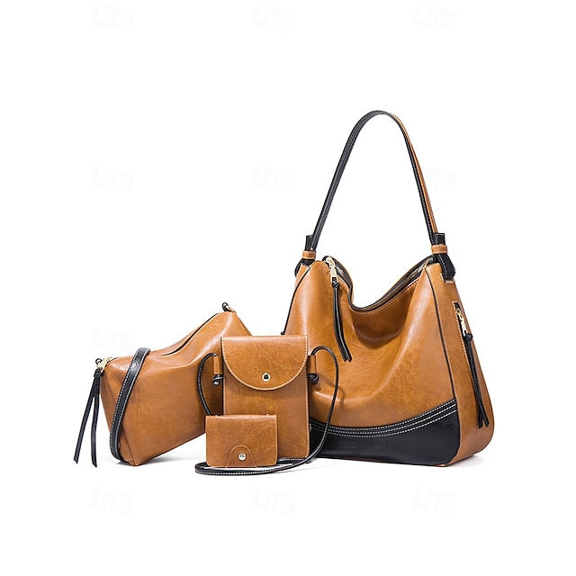 Faux Bag Set Handbag 4-Piece Leather Shoulder