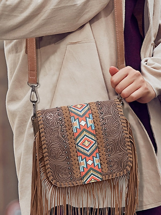 Faux Leather Shoulder Multi-Pocket - Crossbody Bag