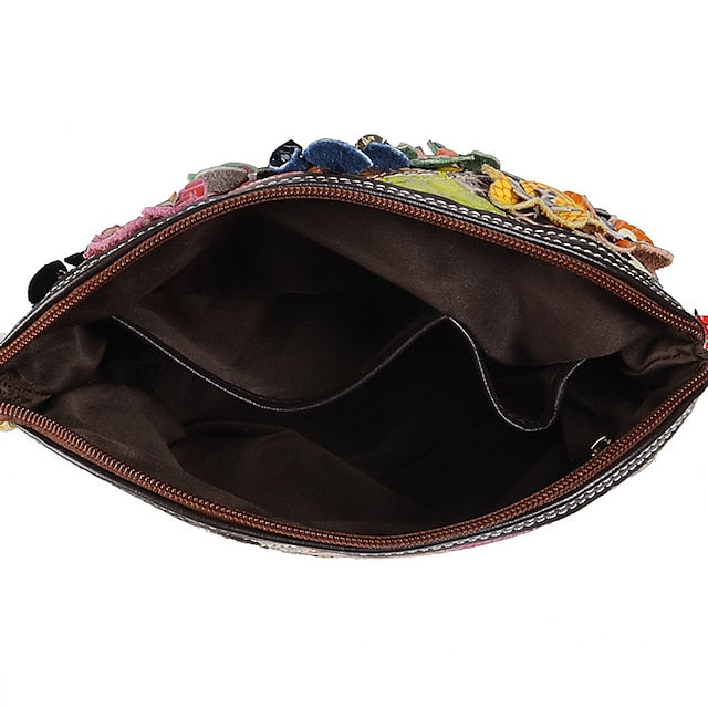 Leather Shoulder Bohemian Colorful Patchwork - Bag