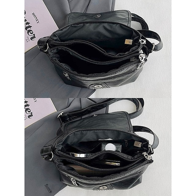 with Faux Bag Leather Brown Crossbody Studded