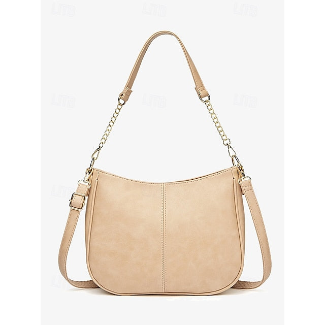 Bag Shoulder Leather Chain Brown Gold Faux with