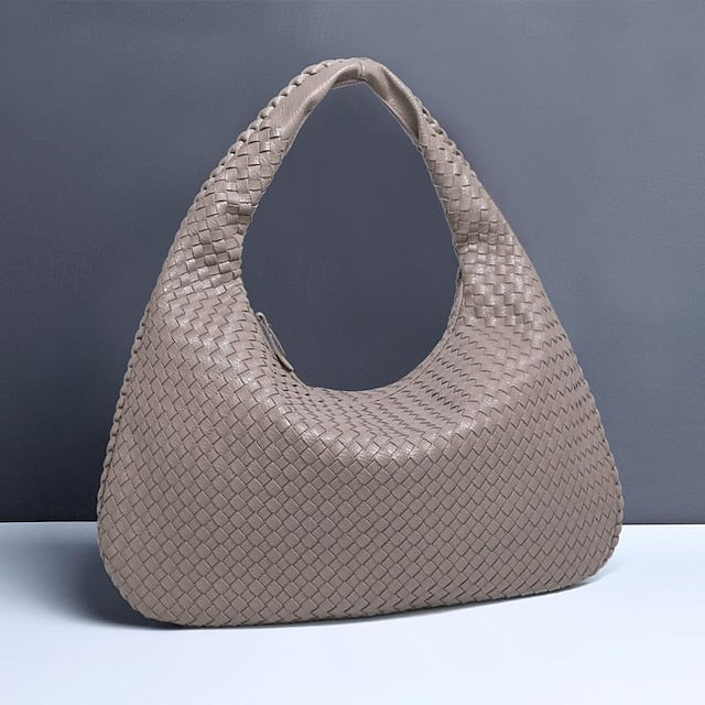 Woven Bag Faux Burgundy Leather Hobo Chic