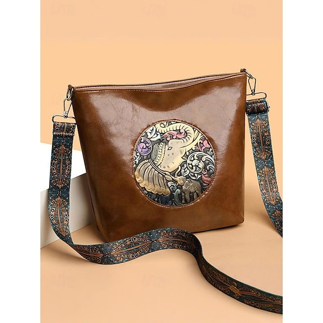 Bag Elephant Shoulder Boho Vintage Embossed