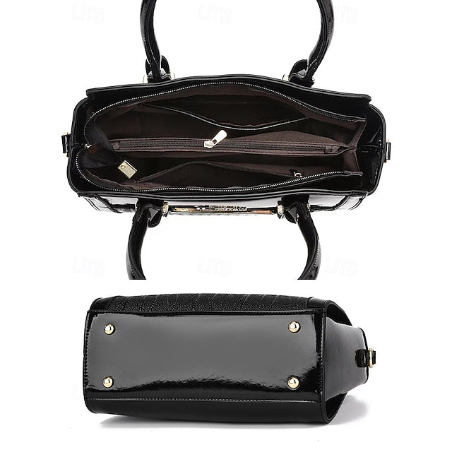 Faux Set Handbag Glossy Patent Leather
