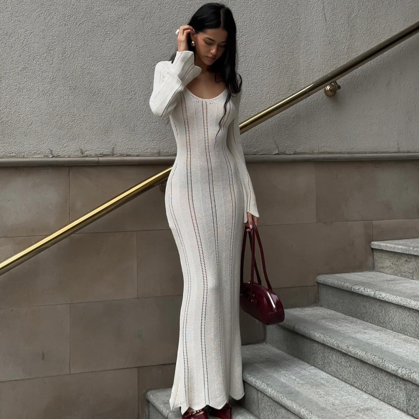 Luminara Knitted Long Sleeved Maxi Dress