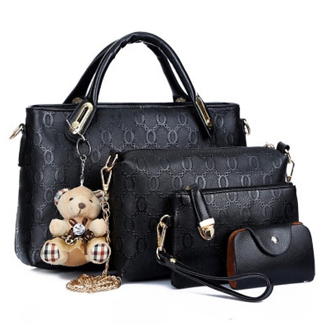 4 Bag Leather Purse PU Pieces Set