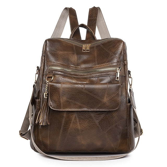 and Vintage Backpack Leather Tassel Purse with Faux