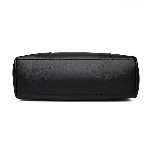 Bag Black Leather Large Faux Tote Stylish