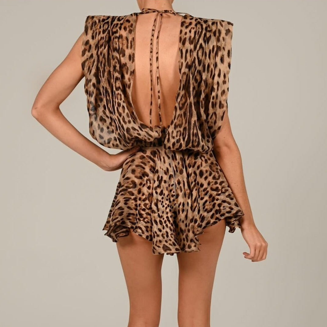 Untamed Allure Deep Plunge Mini Dress