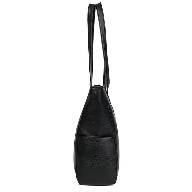 Bag Black Leather Large Faux Tote Stylish