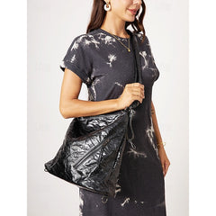 Black Hobo Leather Patent Crinkle Bag Sleek