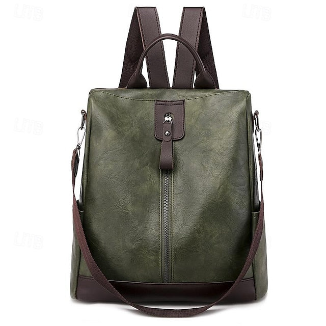 Convertible Backpack Faux Leather Caramel Purse