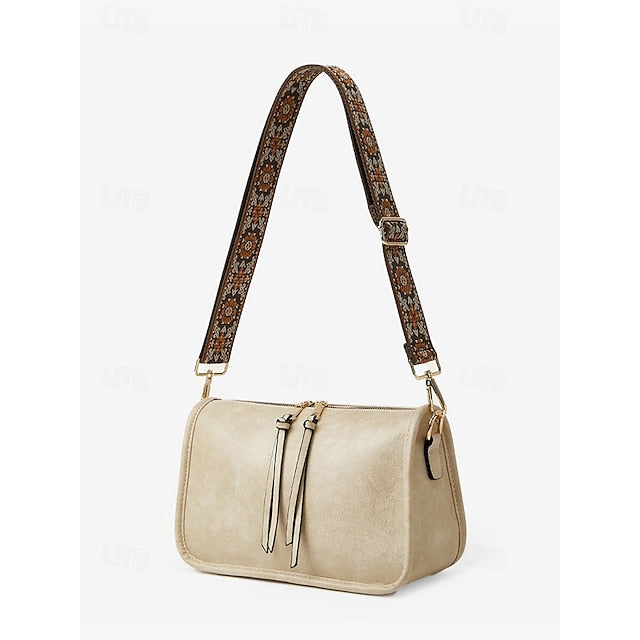 Bag Adjustable Leather Brown Faux Shoulder with