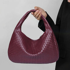 Hobo Leather Burgundy Bag Woven Faux Chic