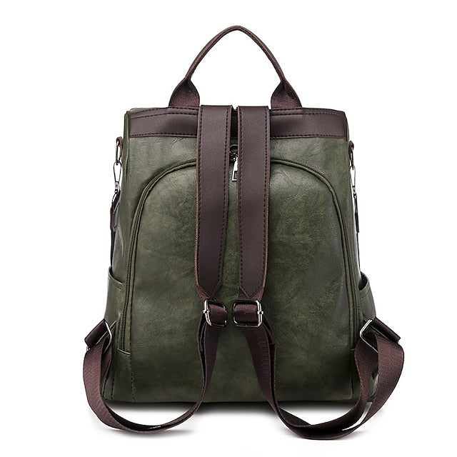 Convertible Backpack Faux Leather Caramel Purse