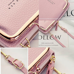 Bag Gold Faux with Frame Leather Black Crossbody