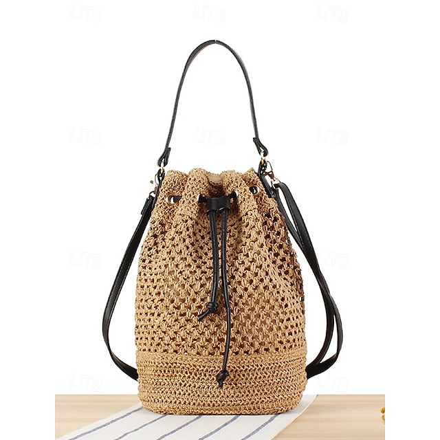 Bag - with Tote Summer Woven Drawstring Stylish Bucket