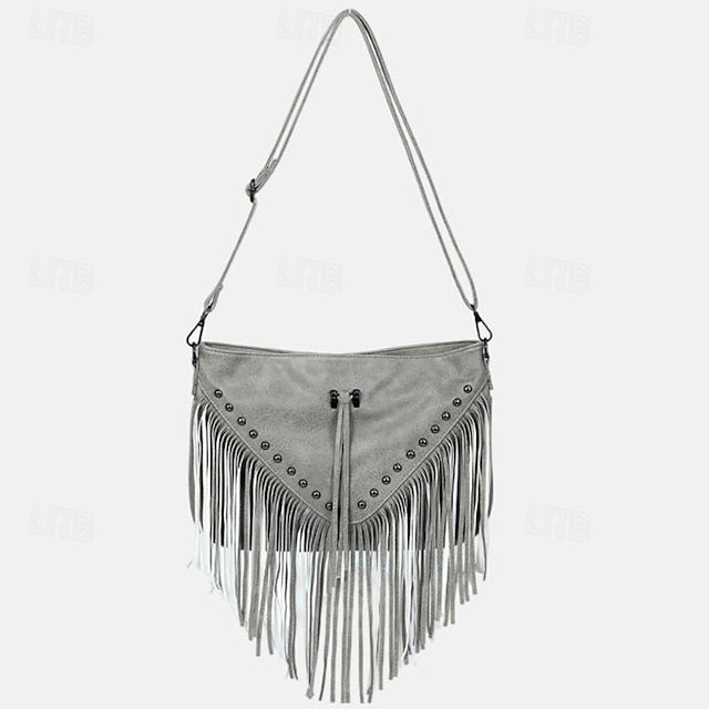 Crossbody Fringe Bohemian Bag with Leather