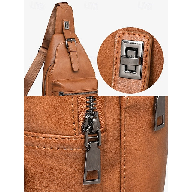 with Sling Faux Brown Bag Leather Crossbody