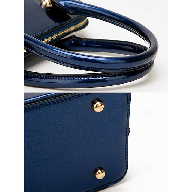 Patent Green Elegant Bag Shiny Leather Tote